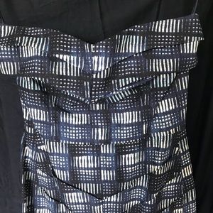 SOLD Rachel Roy Strapless Blues Print Cotton Dress